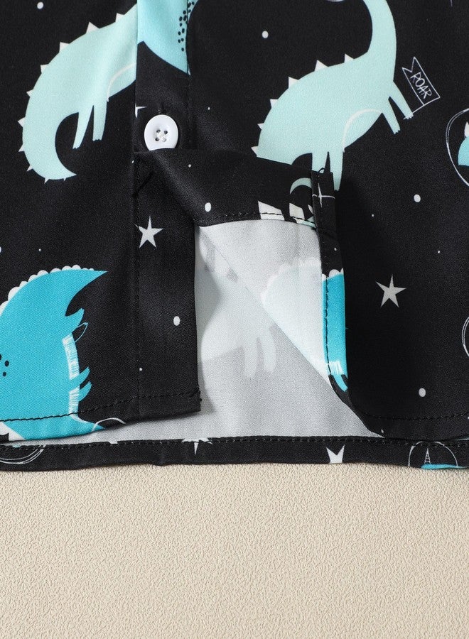 YAGATA Toddler Baby Boys Hawaiian Outfits Summer Beach Button Down Shirts Casual Shorts Shirt Sets for Kids Dinosuar 110 2-3T - Image 5