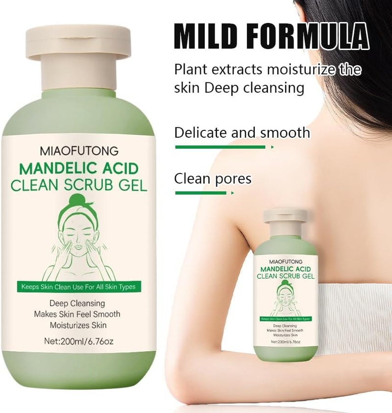 YOOJ ® Gentle Mandelic Acid Body Scrub & Facial Exfoliator - Skin Smoothing Gel with Natural Exfoliants - for Dry, Sensitive, Acne-Prone Skin - Non-Irritating Formula - Image 3