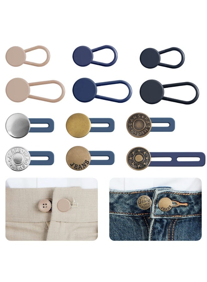 شابية 12 قطعة من أزرار تمديد الجينز والسراويل - موسعات الخصر للنساء والرجال، بدون خياطة، تمديد فوري لحزام الخصر من 1 إلى 1.8 بوصة - Image 1