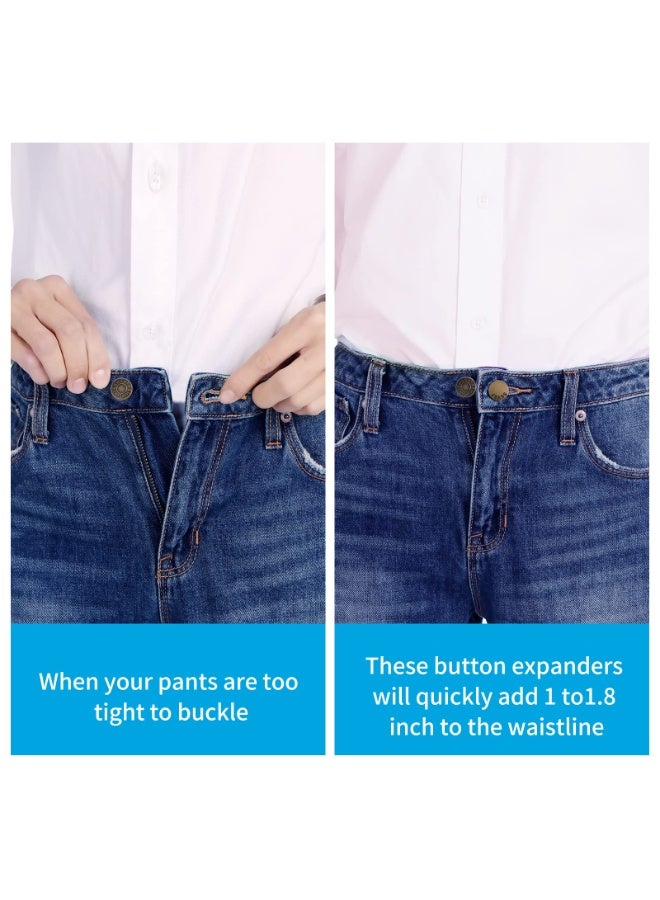 شابية 12 قطعة من أزرار تمديد الجينز والسراويل - موسعات الخصر للنساء والرجال، بدون خياطة، تمديد فوري لحزام الخصر من 1 إلى 1.8 بوصة - Image 3
