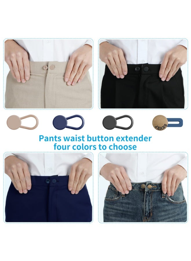 شابية 12 قطعة من أزرار تمديد الجينز والسراويل - موسعات الخصر للنساء والرجال، بدون خياطة، تمديد فوري لحزام الخصر من 1 إلى 1.8 بوصة - Image 4