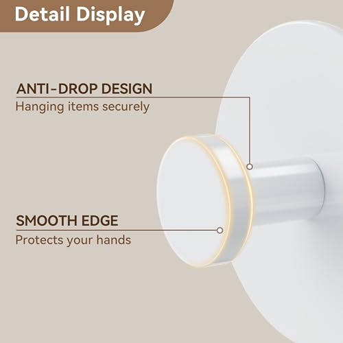 bussdis Adhesive Wall Hook for Coat and Towel: Extra Sticky 12 LB (Max), Stainless Coat Rack Door Holder Hanger, White Heavy Duty - Image 3