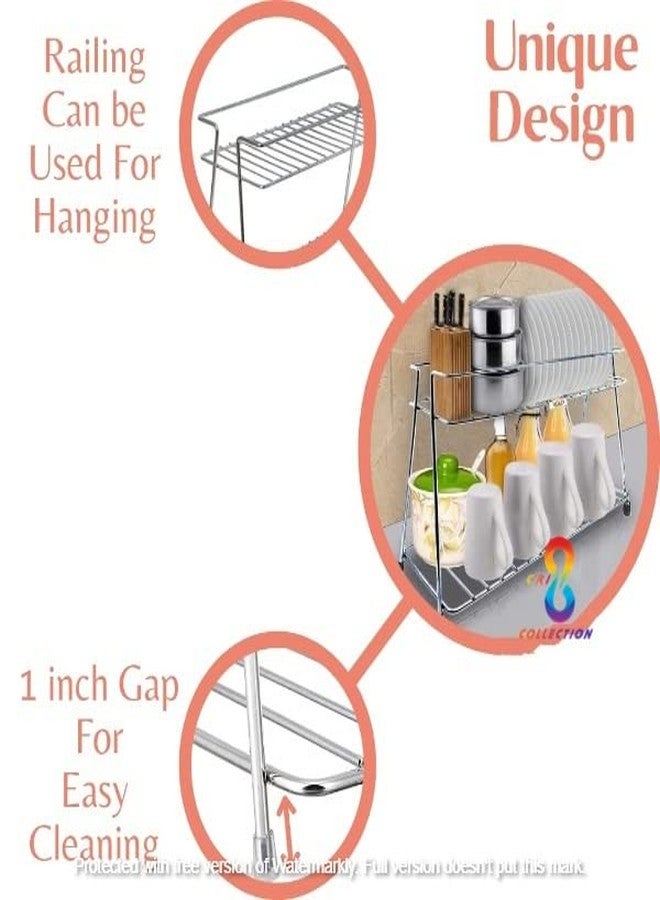 CR18 COLLECTION Stainless Steel Spice 2-Tier Trolley Containe Stainless Steel 2-Tier Rack Shelf, 38 x 15 x 28 cm, Silver - Image 3
