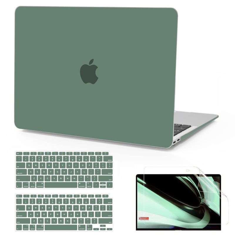 B BELK Compatible with MacBook Air 13 inch Case 2022 2021 2020 2019 2018 A2337 M1 A2179 A1932, Matte Plastic Hard Shell+Keyboard Cover+Screen Protector for MacBook Air 13.3 inch Case, Midnight Green - Image 1