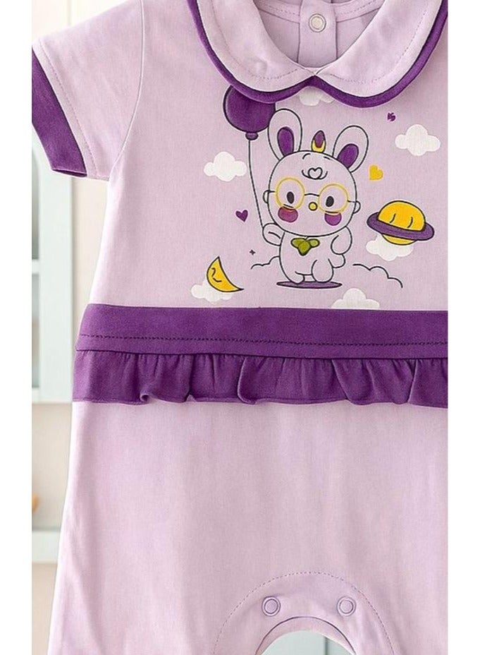 أندرينا  طقم أطفال بنفسجي برسمة أرنب ، ملابس مواليد بناتي ناعمة وعصرية - Image 4