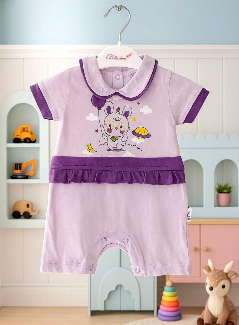 أندرينا  طقم أطفال بنفسجي برسمة أرنب ، ملابس مواليد بناتي ناعمة وعصرية - Image 2