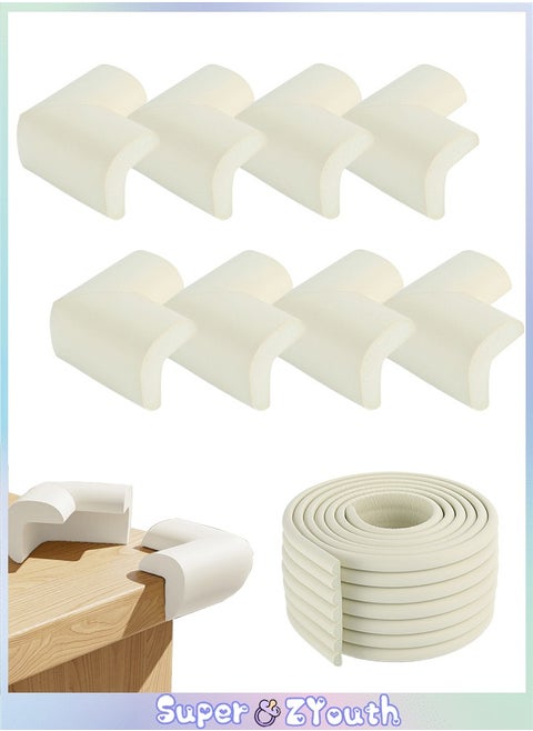 Baby Proofing Edge and Corner Guard Protector Set, 6 Feet Edges & 8 Foam Corners, Furniture and Tables Child Baby Proof Bumpers