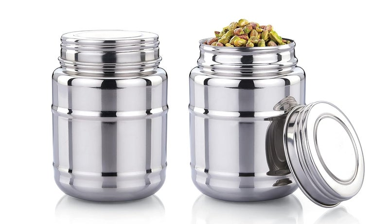 Expresso Stainless Steel Horlicks Bottle/Jar/Storage Container With Threading Screw Cap, Pack Of 2, Size 3, 450 Ml, Blue-Violet - Image 1