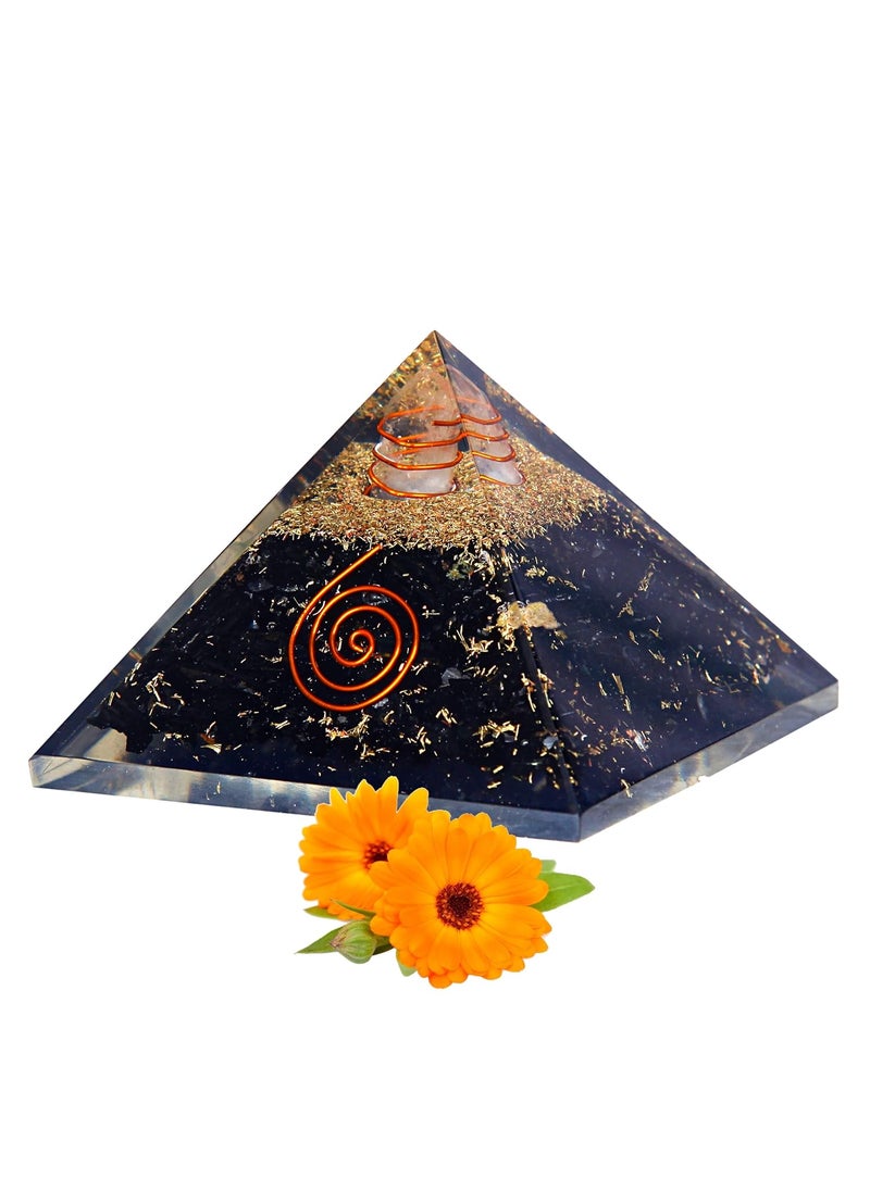 anciently Anciently Original Black Tourmaline Orgone Pyramid Black Tourmaline Pyramid Crystal Orgonite Pyramid for Reiki Healing Vastu Pyramid 3 Inch Width X 2 Inch Height 1 Piece  - Image 3