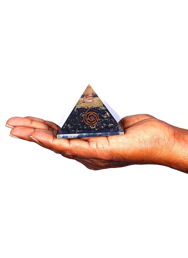 anciently Anciently Original Black Tourmaline Orgone Pyramid Black Tourmaline Pyramid Crystal Orgonite Pyramid for Reiki Healing Vastu Pyramid 3 Inch Width X 2 Inch Height 1 Piece  - Image 2