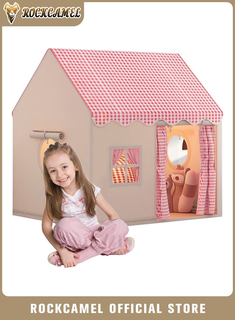 ROCKCAMEL خيمة أطفال بإطار معدني وحقيبة تخزين، بيت لعب داخلي للأولاد والبنات، سهلة التركيب والطي، لا تتضمن إضاءة، هدية عيد ميلاد الأطفال، بيت لعب للأطفال 120 سم طول × 100 سم عرض × 130 سم ارتفاع - Image 1