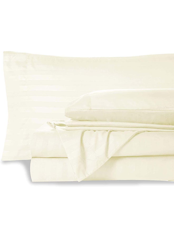 Hotel Collection HOTEL COLLECTION Stripe CREAM King Size Fitted Sheet 180 x 200 cm with 2 Pillow Cases  - Image 2