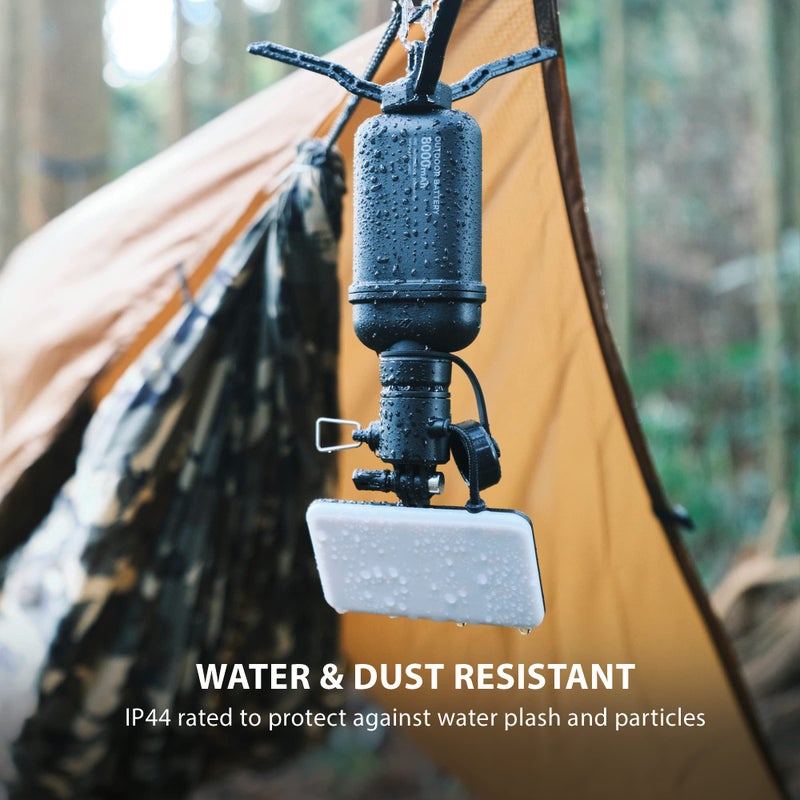 ELECOM NESTOUT Outdoor Camping LED Panel Flashlight w/Mini Tripod, Dimmable USB Powered LED Light, IP44 Water Dust Resistant, 30-1000 Lumen, Portable Lantern for NESTOUT Power Bank, Black (Flash-1) - Image 2