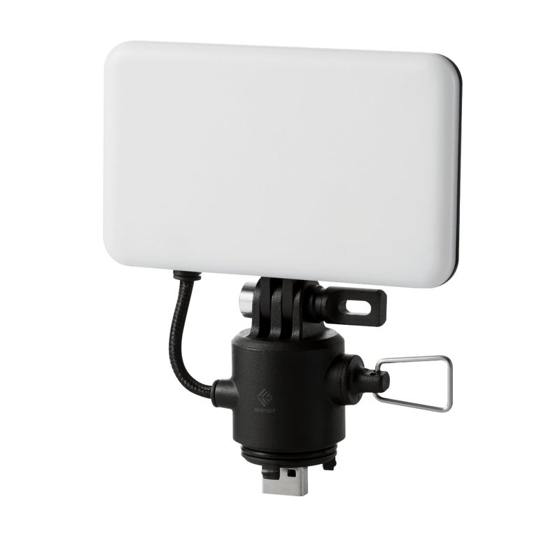 ELECOM NESTOUT Outdoor Camping LED Panel Flashlight w/Mini Tripod, Dimmable USB Powered LED Light, IP44 Water Dust Resistant, 30-1000 Lumen, Portable Lantern for NESTOUT Power Bank, Black (Flash-1) - Image 1