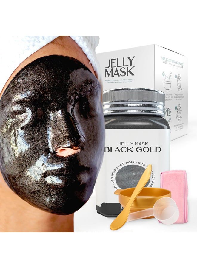 BRÜUN جِل ماسك جرة أسود ذهبي ساليسيليك AC BHA قناع وجه قابل للإزالة | 23 أونصة سائلة مجموعة سبا لجيل ماسك مرطب - Image 1