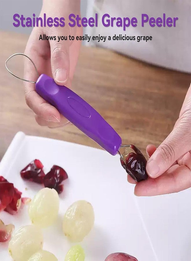 Beufee Stainless Steel Grape Peeler, Portablefruit Skin Peeler Purple Fruit Grape Skin Peeler Pitter Remover Mini Kitchen Gadget Peeling Tool - Image 3