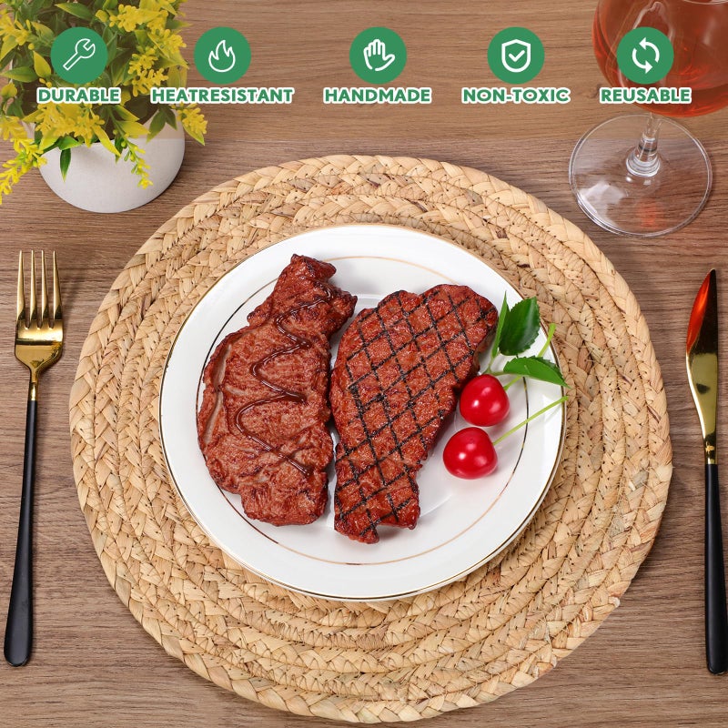 FoldTier 40 Pcs Round Placemats Bulk Plate Chargers Set 11.8 Inch Woven Placemat Rustic Braided Straw Rattan Charger Natural Water Hyacinth Place Mat for Wedding Party Table Single Tableware Use - Image 4