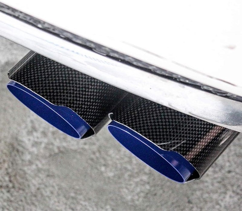 klarako Dual Exhaust Tips, Universal Dual Exhaust Pipe Tip Glossy Carbon Fiber Y?Shape Tail Pipe W/Clamp - Image 2