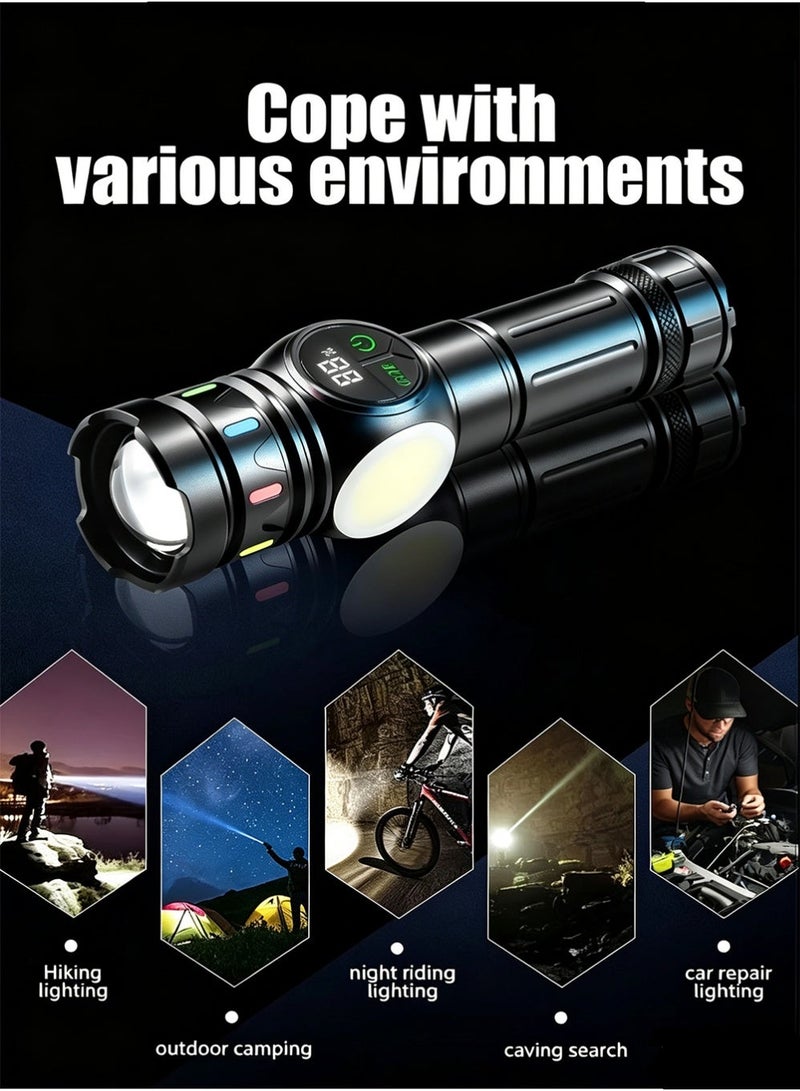X-level Flashlights High Lumens Rechargeable, 120000 Lumens Super Bright Led Flashlight with COB Work Light, Powerful Flash Light, High Powered Handheld Tactical Flashlights for Emergencies Camping Hiking Gift Flashlights - Image 4