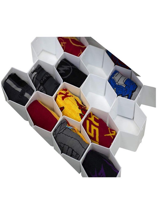 Home Basics Drawer Divider Organizer 8PCS DIY Plastic Grid Honeycomb Drawer Dividers White Snap-In Design - Customizable Storage Solution for Socks, Ties, Underwear, Makeup - Image 1