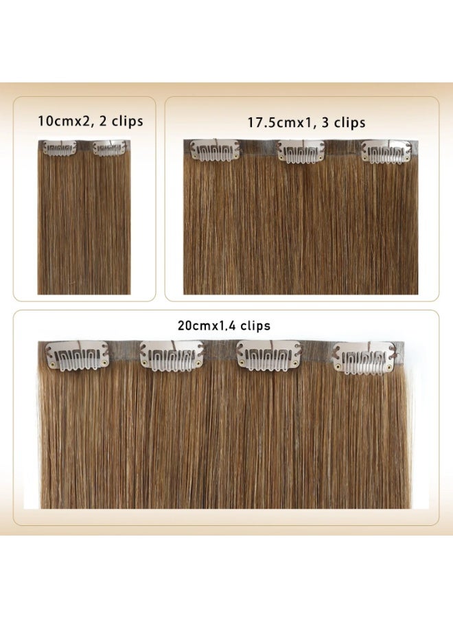 Richcoco Rich Coco 100% Remy Human Hair Seamless Clip In Hair Extensions 4PCS Light Brown 6# Straight Hair Extensions Soft Silky Thick Full Head Invisible Clip Hair Extensions Long Lasting Natural Hair Extensions for Women - Image 5