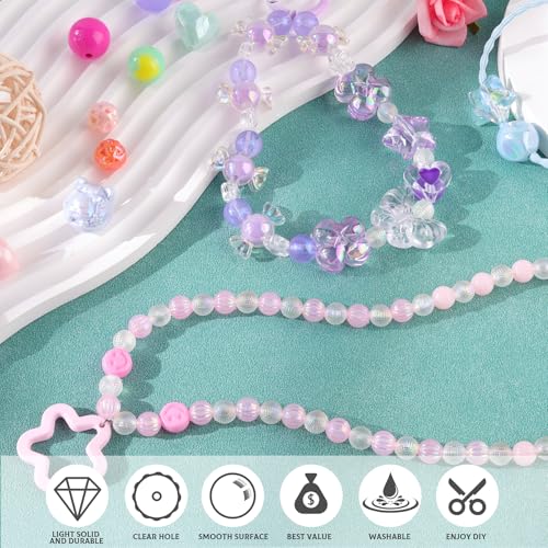 TINKRSTUFF Assorted 180-240PCS Acrylic Beads for Bracelet Making, Flower Bow Butterfly Candy GummyBear Aesthetic Bracelet Charms,Cute Beads for Jewelry Making DIY Necklace Keychain Phone Charm - Image 5