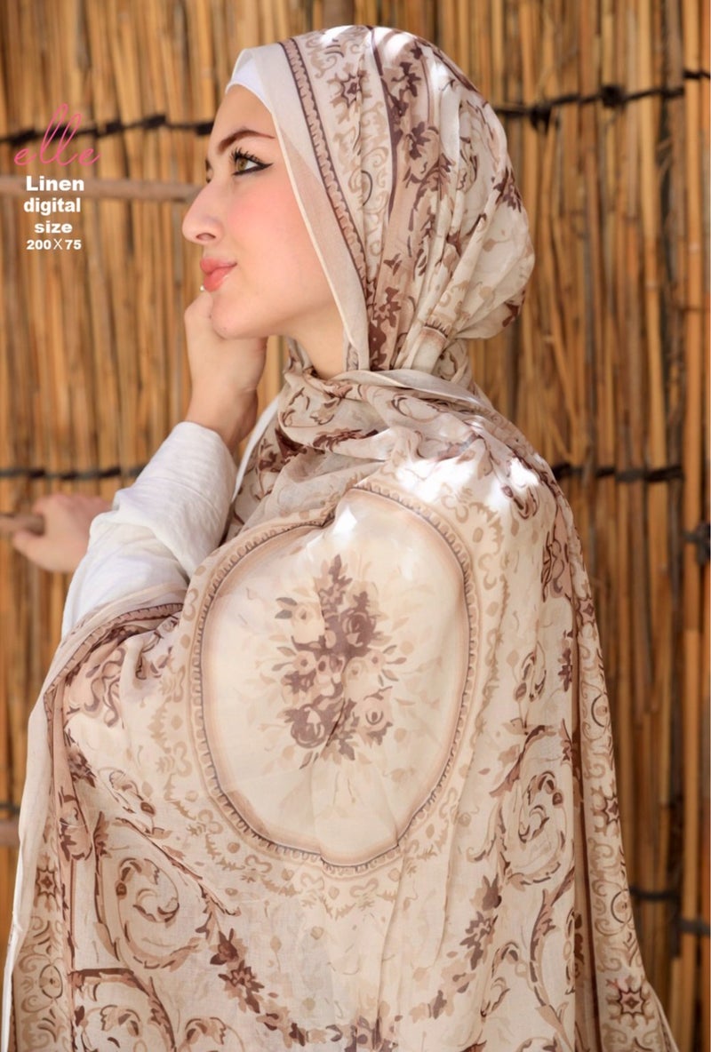Luxury Linen Islamic Hijab Scarf for Women– Elegant Design for Daily Wear & Special Occasions – Size 200 × 75 cm