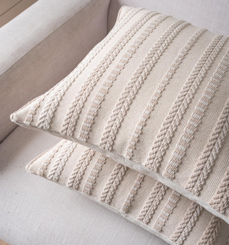 Cethom Boho Throw Pillow Covers 18x18 Inch Set of 2, Farmhouse Decorative Couch Pillow Cases, Beige Accent Pillows of Bed, Sofa Bedroom Living Room Home Decor Cushion Cover - Image 2