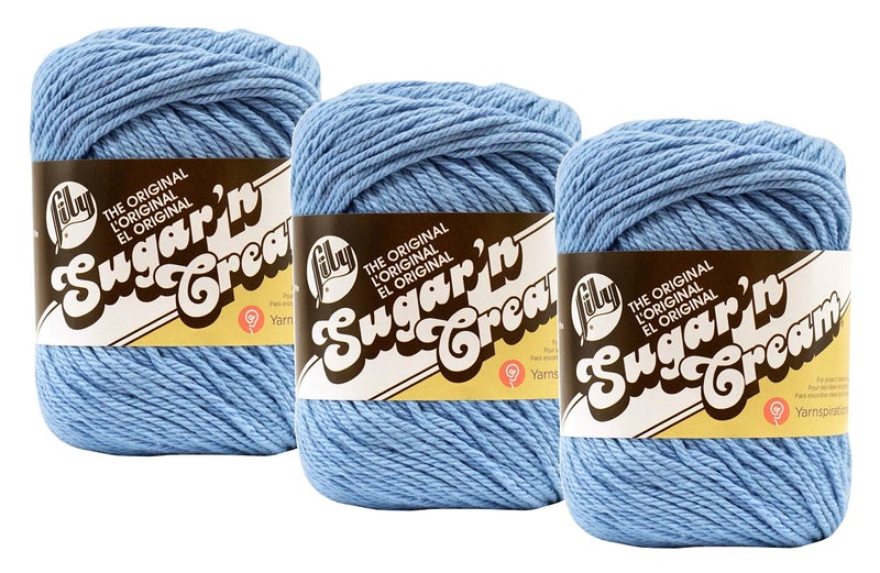 Lily Bulk Buy: Lily Sugar 'n Cream Solids 100% Cotton Yarn (3-Pack) (Light Blue #0026) - Image 5
