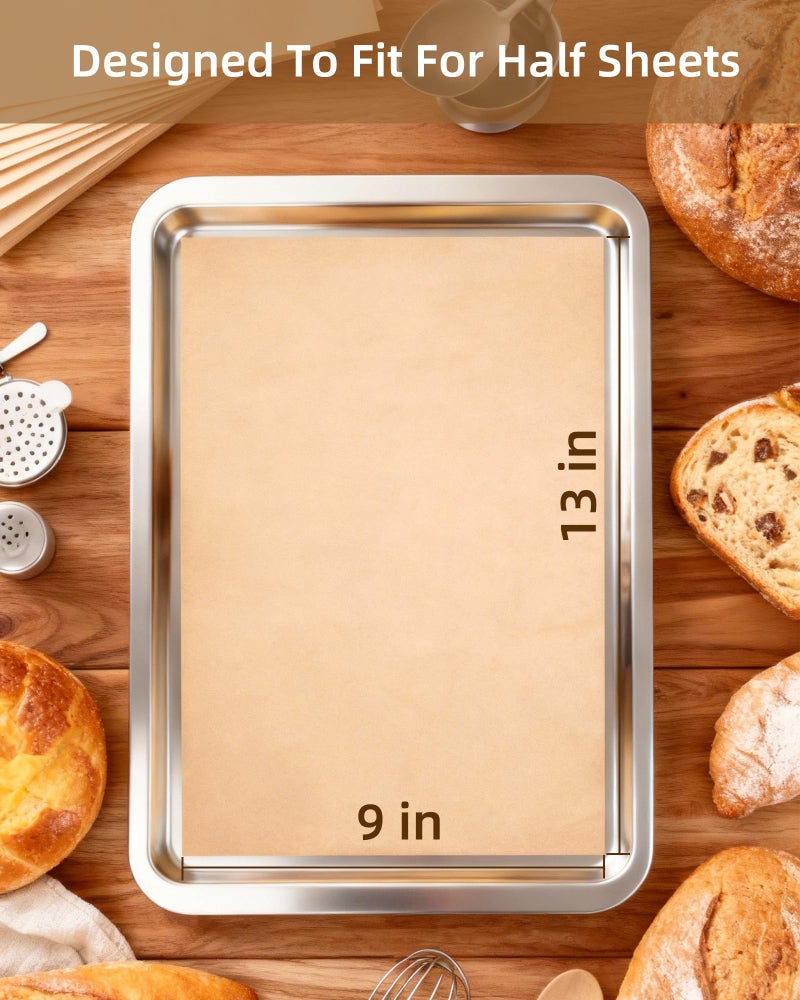 Avirho 220 Count Unbleached Parchment Paper Sheets, 9x13 Inch Precut Baking Paper for Quarter Sheet Pan, Non-Stick & Greaseproof, Heat Resistant 450°F for Toaster Oven, Air Fryer - Image 2