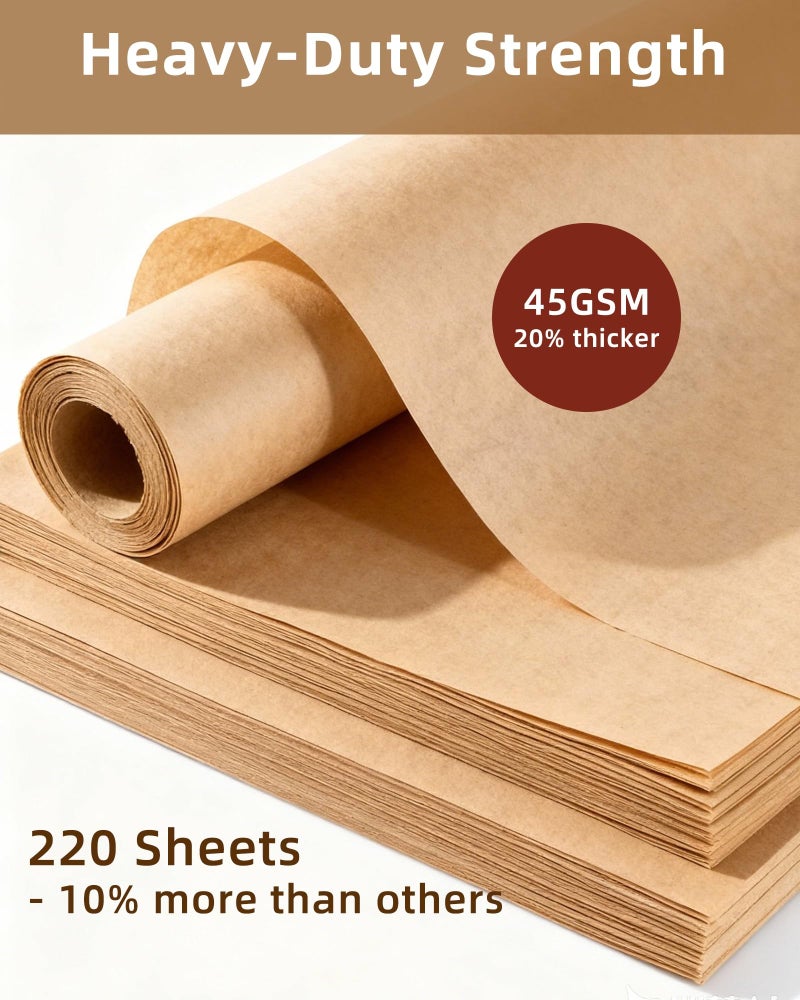 Avirho 220 Count Unbleached Parchment Paper Sheets, 9x13 Inch Precut Baking Paper for Quarter Sheet Pan, Non-Stick & Greaseproof, Heat Resistant 450°F for Toaster Oven, Air Fryer - Image 3