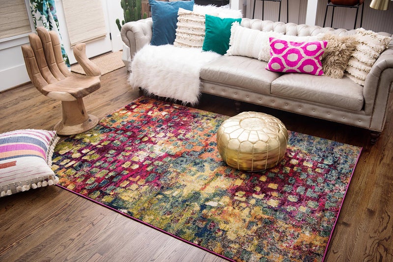 Unique Loom Jardin Collection Colorful, Vibrant, Abstract, Modern Area Rug (5' 0 x 8' 0 Rectangular, Multi/ Blue) - Image 4