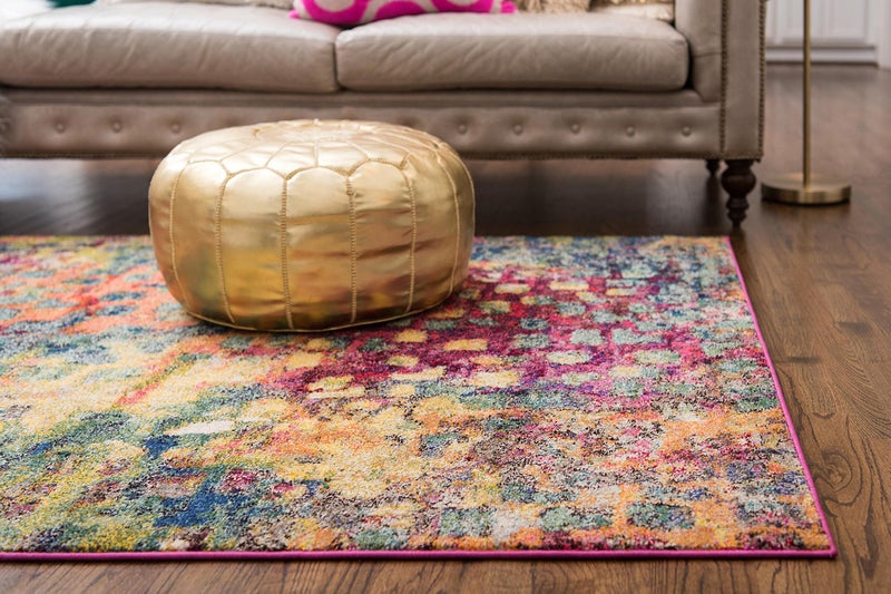 Unique Loom Jardin Collection Colorful, Vibrant, Abstract, Modern Area Rug (5' 0 x 8' 0 Rectangular, Multi/ Blue) - Image 5