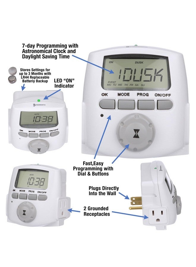 إنترماتيك مؤقت إنترماتيك DT620 الرقمي الداخلي عالي التحمل - خيارات برمجة كاملة لمدة 7 أيام - مؤقت للإضاءة والمراوح والأجهزة الصغيرة - Image 1