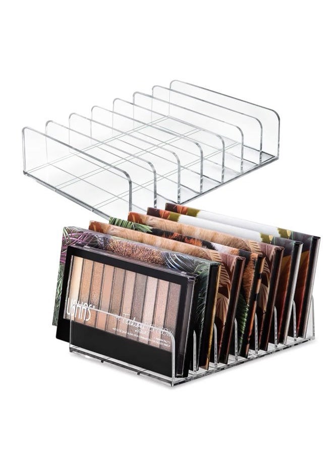 Vowcarol - Eyeshadow Palette Organizer, Acrylic 7-Section Divided Makeup Palette Organizer Holder - Clear 2 Pack - Image 1