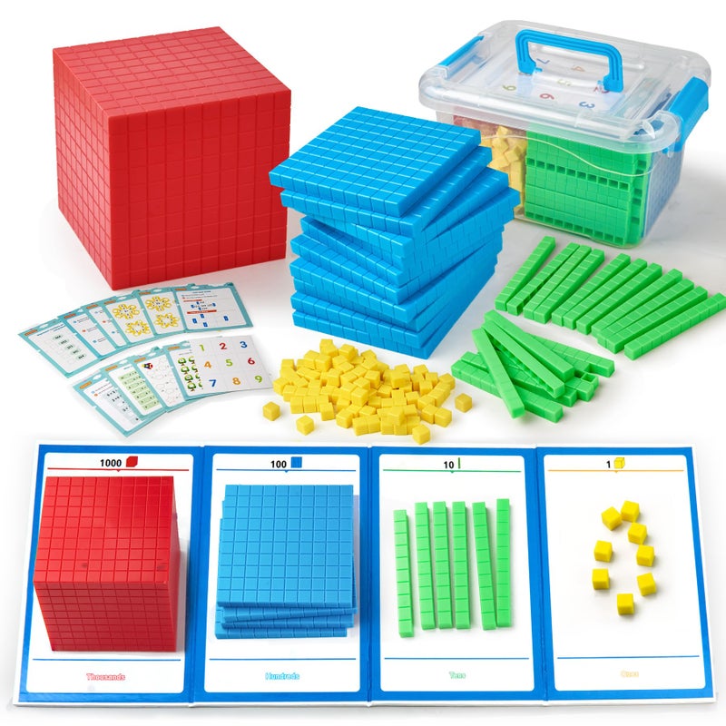 Stochastic Box Base Ten Blocks Plastic 143 Pcs Math Manipulatives Kindergarten Counting Cubes For Kids Math Place Value Blocks For Early Counting Math Toy For 1St Grade - Image 1