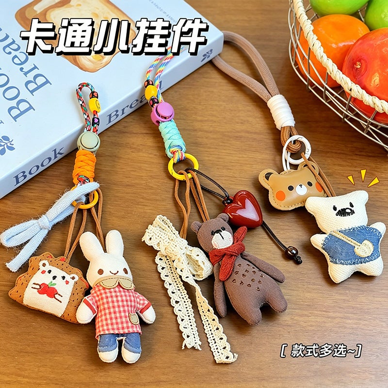 Handmade Cute Rabbit Plush Keychain, Forest Style, Bag Charm - Image 3