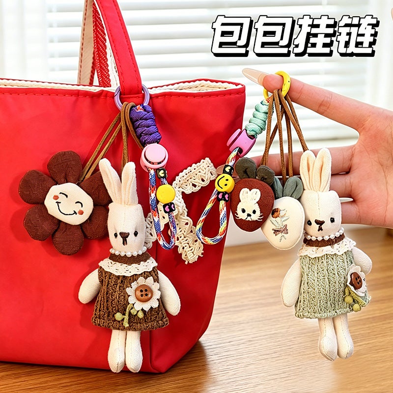 Handmade Cute Rabbit Plush Keychain, Forest Style, Bag Charm - Image 5