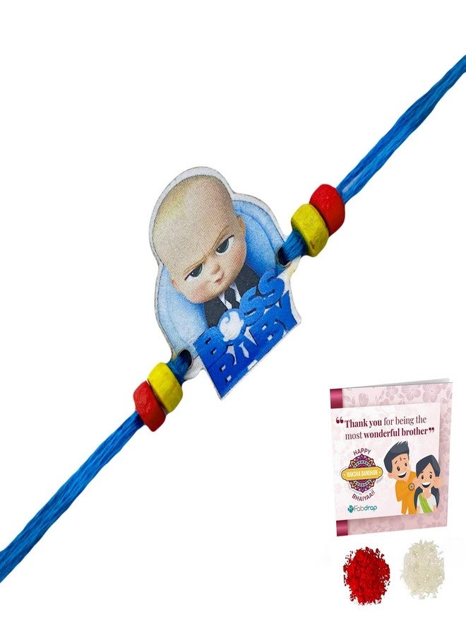 Fabdrap - Cute Cartoon Rakhi for Kids Baby Brother/Sister - Rakhi with Greeting Card (BabyBoss)