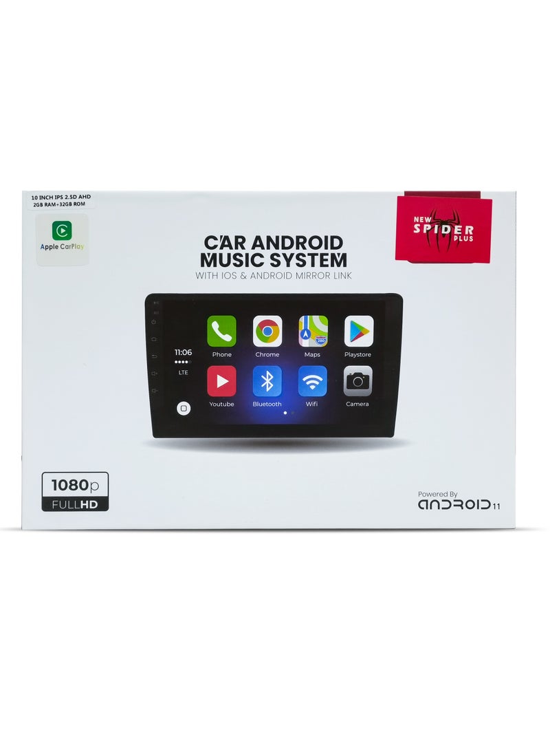 10 Inch Touchscreen Car Display 1080 p Full HD With IOS and Car Android Mirror Link Music System Android 11