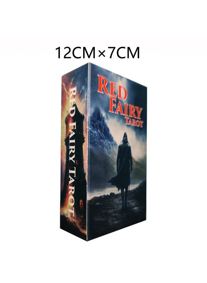 NIBEMINENT Red Fairy Tarot Card Set, consisting of 78 cards, suitable for both beginners and professionals. The size is 12x7 centimeters. - Image 1