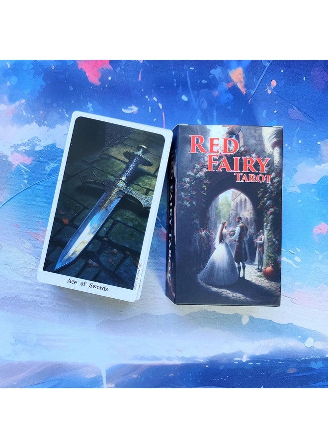 NIBEMINENT Red Fairy Tarot Card Set, consisting of 78 cards, suitable for both beginners and professionals. The size is 12x7 centimeters. - Image 2