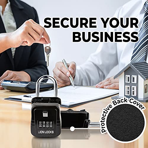 Lion Locks صندوق قفل المفاتيح Lion Locks 1500 مع رمز، صندوق قفل للمفاتيح في الهواء الطلق، صندوق قفل للوسطاء للإيجارات قصيرة الأجل، يحمل 5 مفاتيح (6 عبوات، أسود) - Image 5