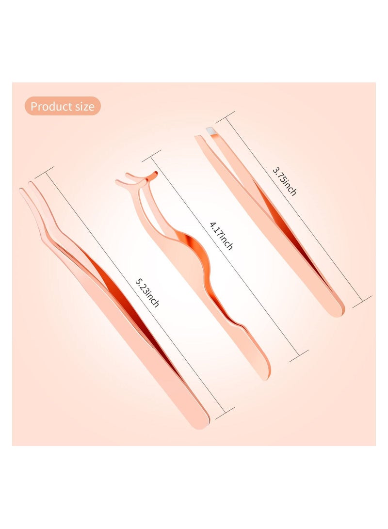 ORiTi 3 Pieces Eyelash Applicator Tool,False Eyelashes Curlers  Curved Eyelash Curler - ROSE GOLD - Image 2