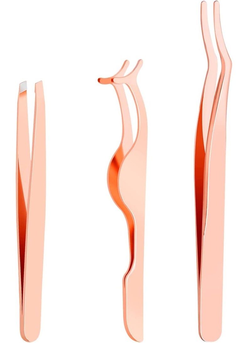 ORiTi 3 Pieces Eyelash Applicator Tool,False Eyelashes Curlers  Curved Eyelash Curler - ROSE GOLD - Image 1
