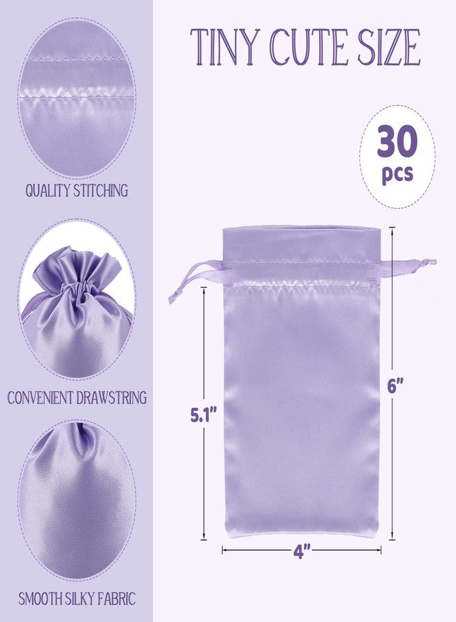 Tapleap Purple Satin Bags with Drawstring, 30Pcs 4x6 Small Gift Bags, For Wedding, Birthday, or Halloween Party Favors, Jewelry, Souvenir, Shot Glasses, Bridesmaids - Image 2