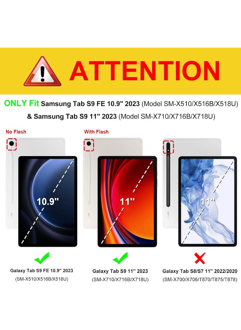 Hybrid Slim Case for Samsung Galaxy Tab S9 FE 5G 10.9 Inch/Galaxy Tab S9 11 Inch 2023 with S Pen Holder Shockproof Cover with Clear Transparent Back Shell Auto Wake/Sleep - Image 2