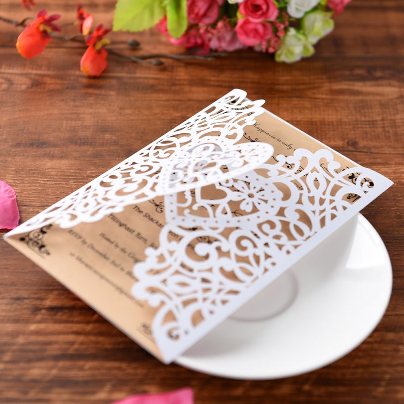 10Pcs Pearl Paper Floral Invitation Cards - Delicate Carved Floral Pattern Soft Pearlescent Sheen Unique Design for Wedding Birthday Bridal Shower Engagement Party Anniversary Events - Image 4