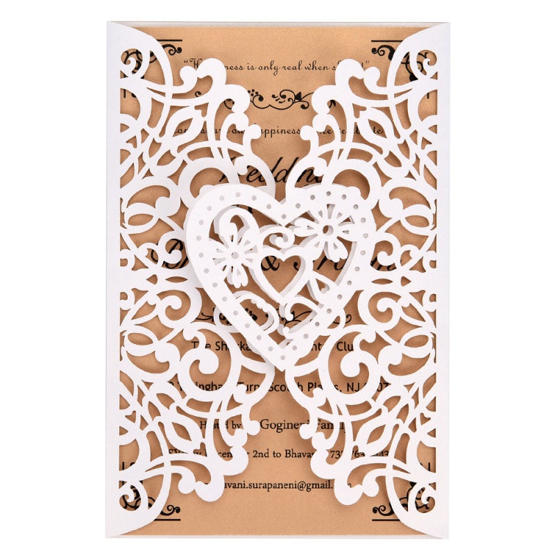 10Pcs Pearl Paper Floral Invitation Cards - Delicate Carved Floral Pattern Soft Pearlescent Sheen Unique Design for Wedding Birthday Bridal Shower Engagement Party Anniversary Events - Image 1