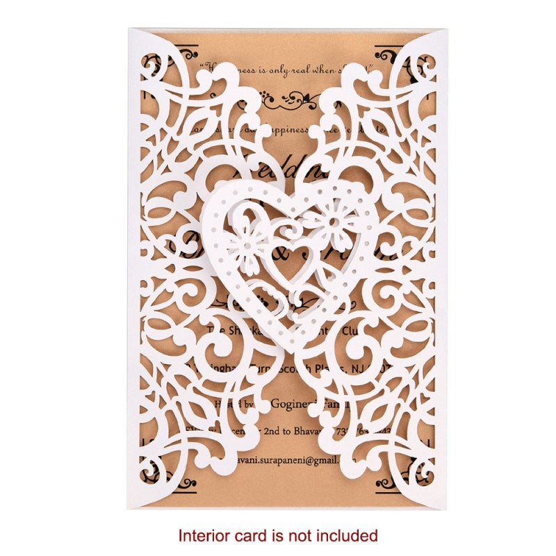 10Pcs Pearl Paper Floral Invitation Cards - Delicate Carved Floral Pattern Soft Pearlescent Sheen Unique Design for Wedding Birthday Bridal Shower Engagement Party Anniversary Events - Image 3